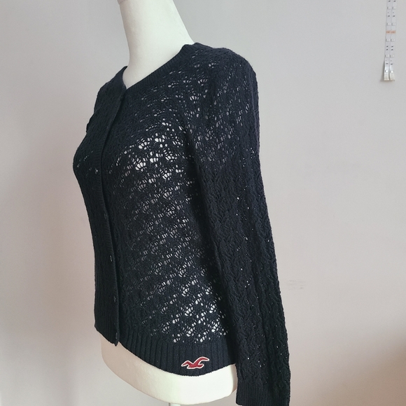 Hollister Black Knitted Cardigan Size  Medium - Picture 2 of 11